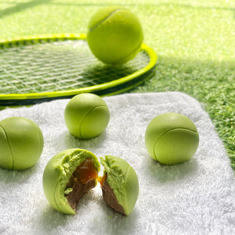 Nine Caramel Filled Chocolate Tennis Balls Nine Caramel Filled Chocolate Tennis Balls