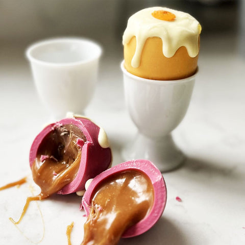 Duo of Caramel Filled Drippy Eggs