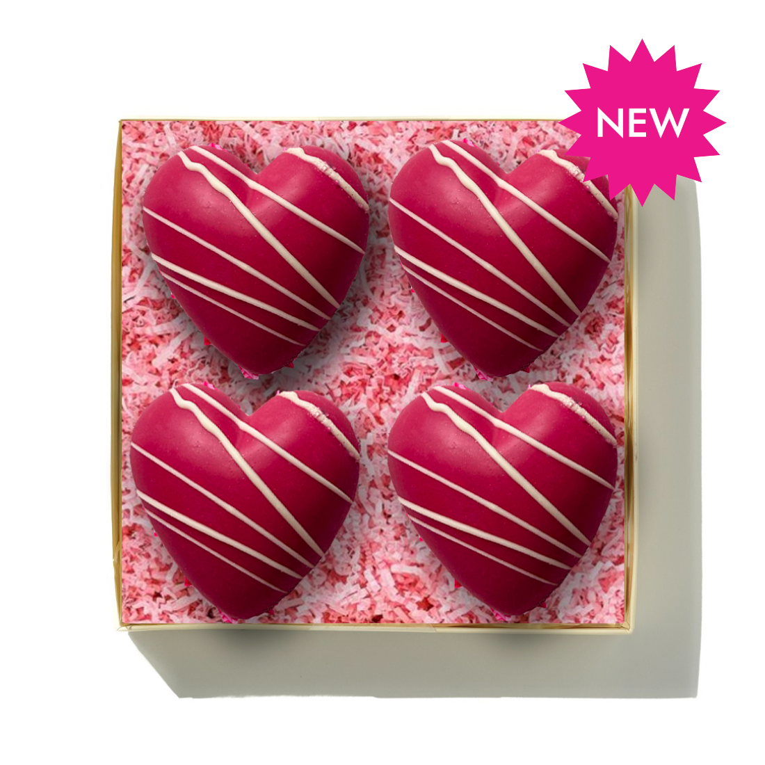 Four CandyFloss filled Chocolate Hearts