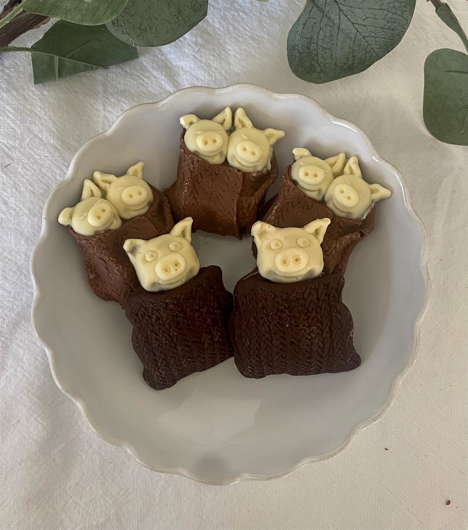 Pigs in Milk  & Dark Chocolate Blankets