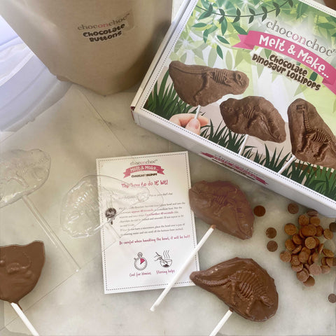 Melt and Make Your Own Chocolate Dinosaur Lollipops