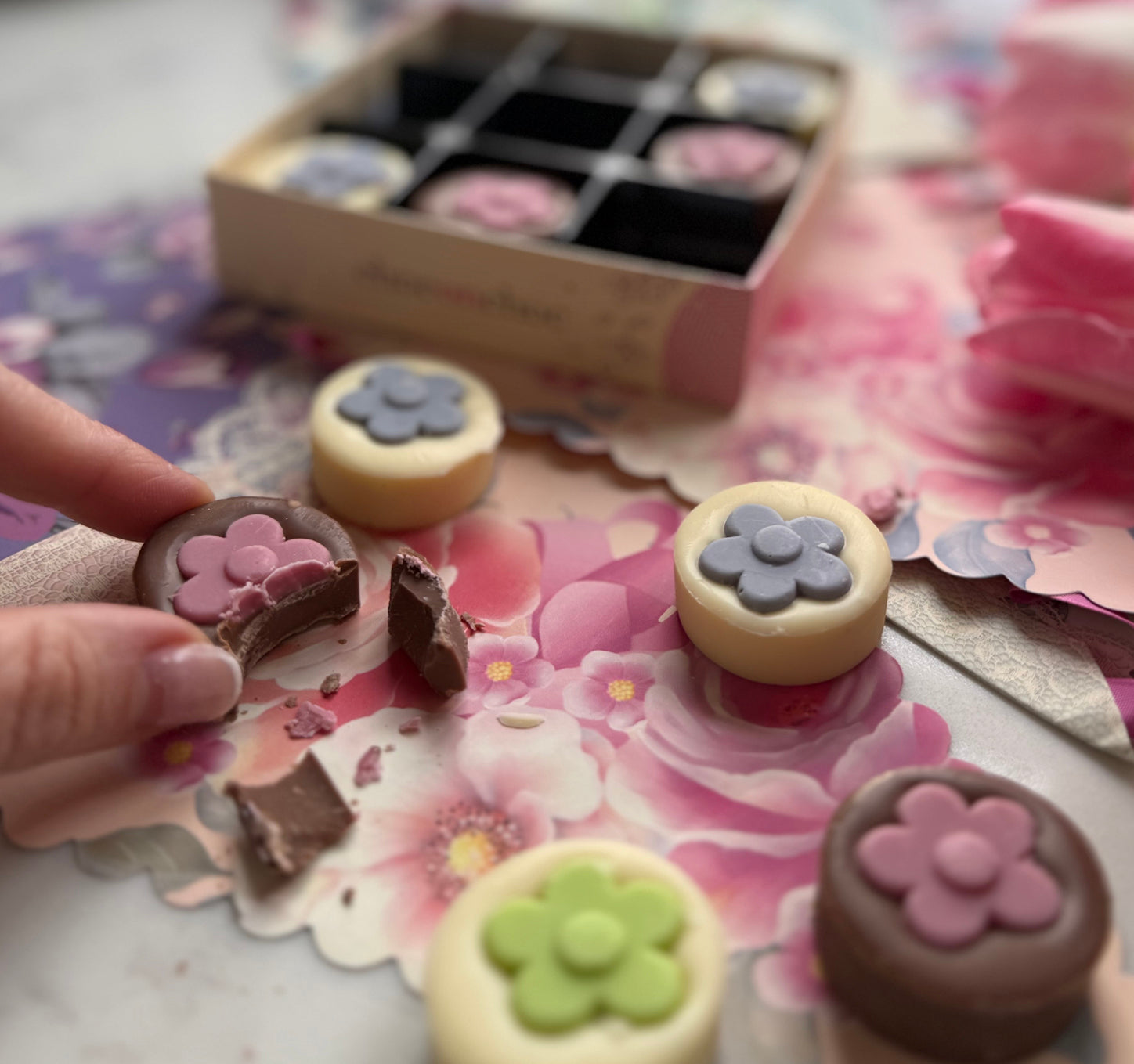 Nine Belgian Chocolate Flowers