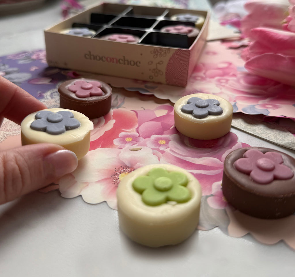 Nine Belgian Chocolate Flowers