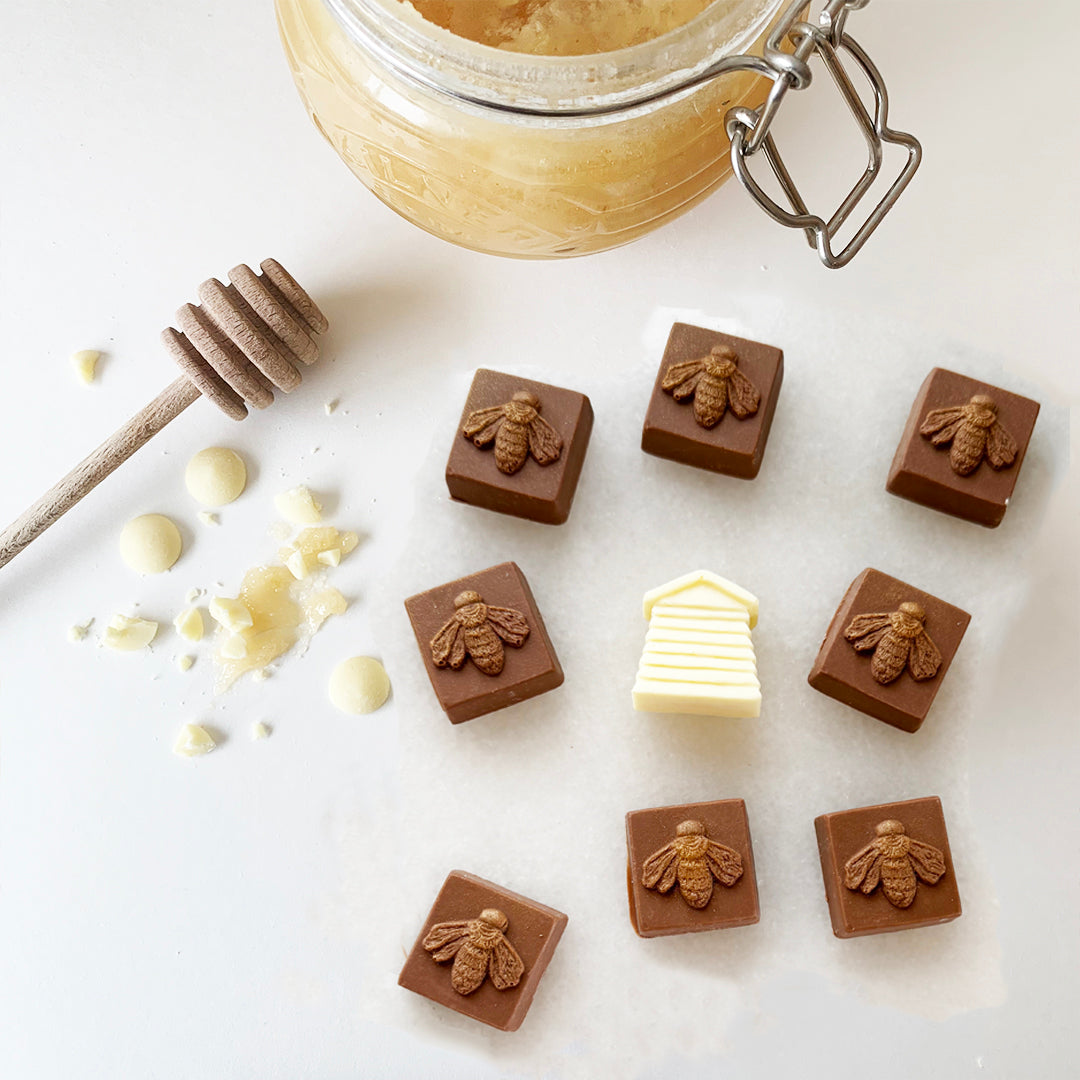Chocolate Bees with a Honey filled Hive