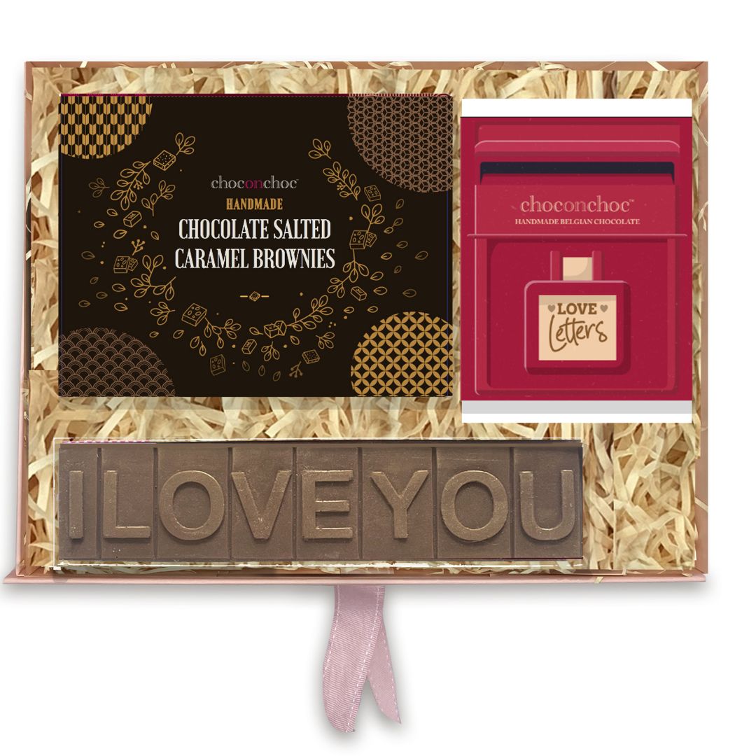 I Love You Hamper with Salted Caramel Brownie