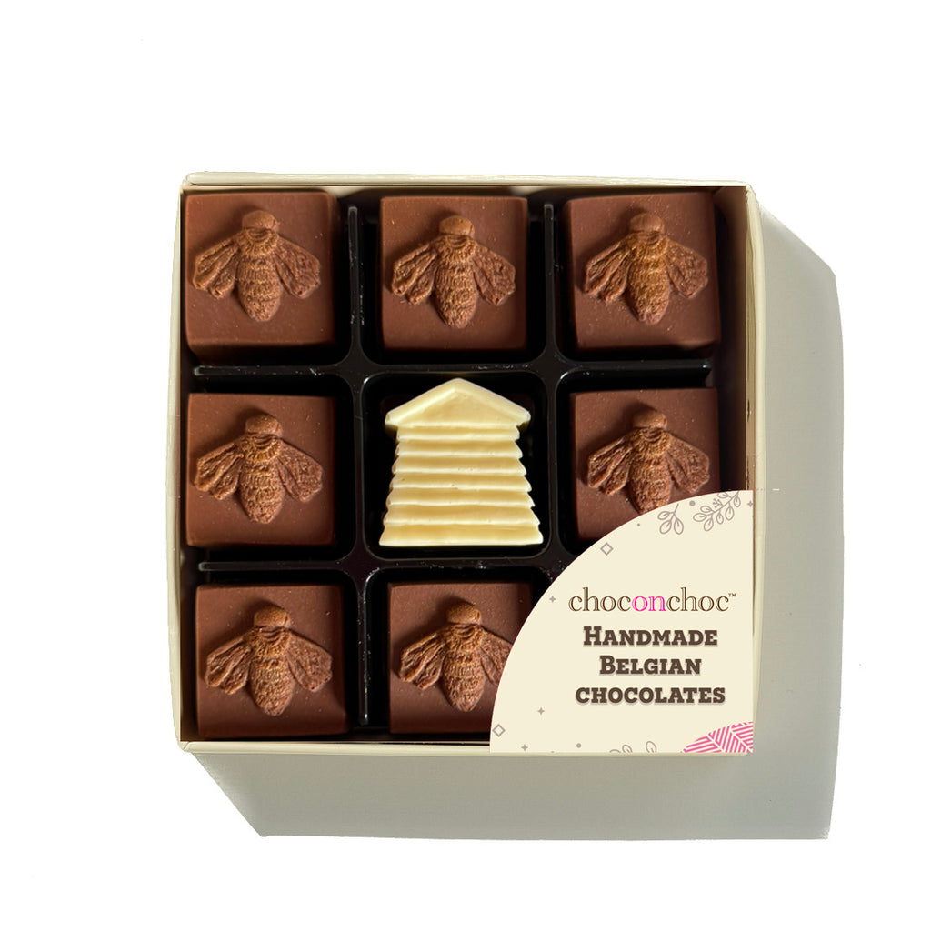 Chocolate Bees with a Honey filled Hive