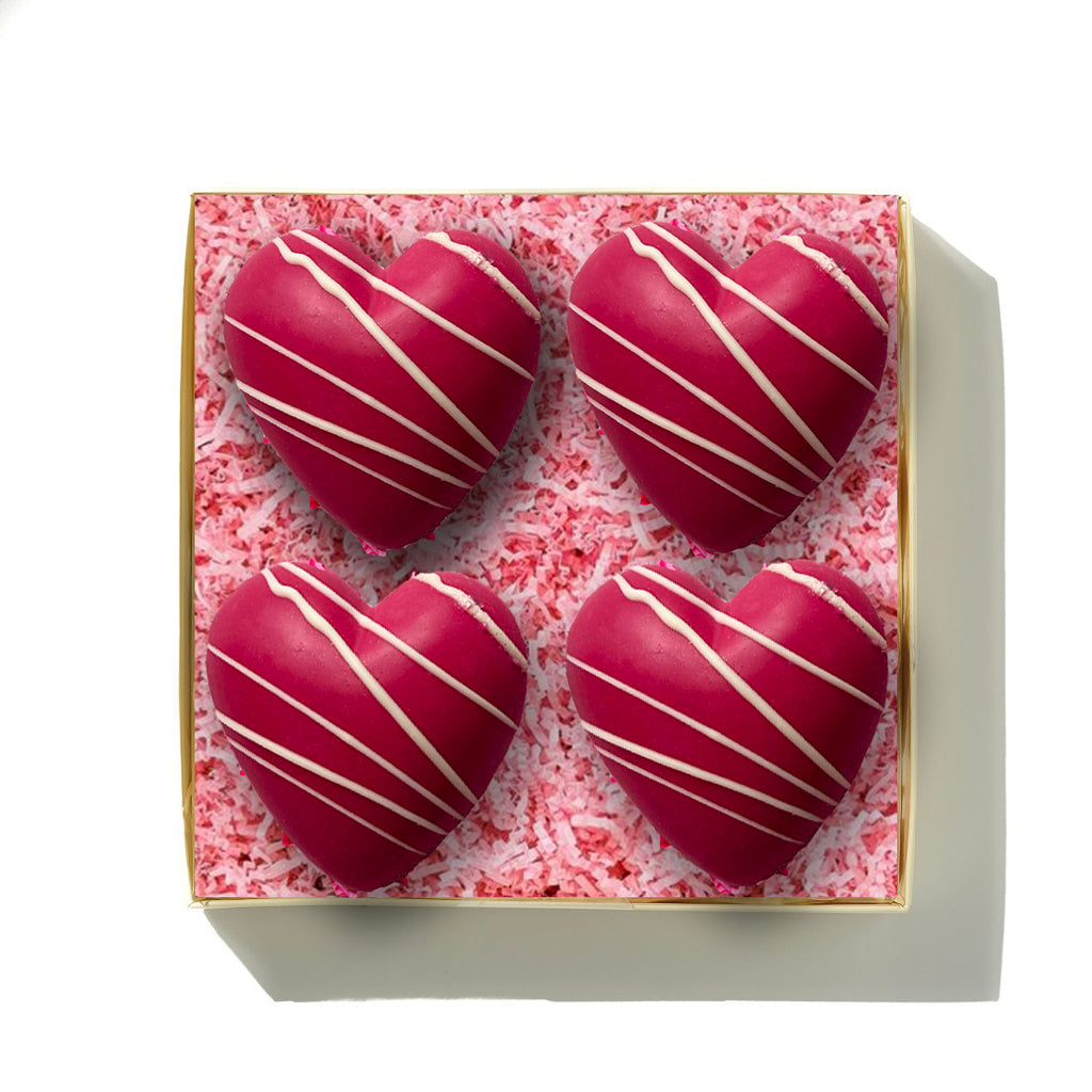 Four CandyFloss filled Chocolate Hearts
