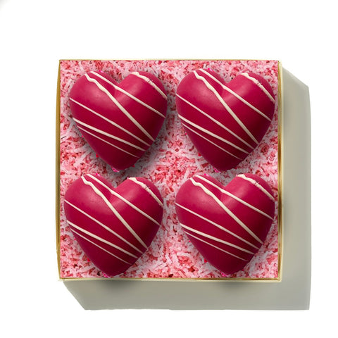 Four CandyFloss filled Chocolate Hearts