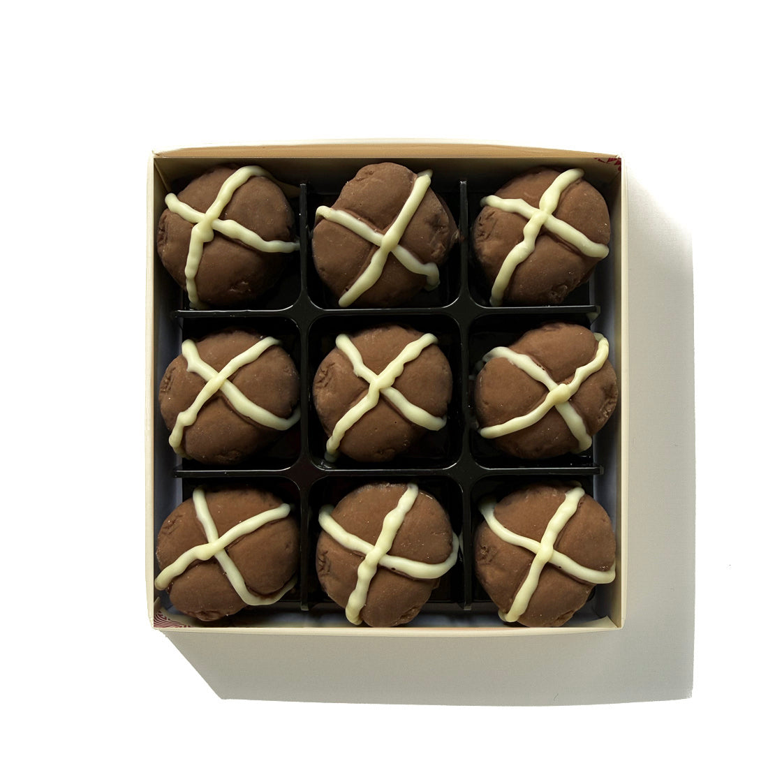 Mini Chocolate Hot Cross Buns filled with Nutella