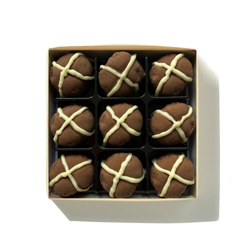 Mini Chocolate Hot Cross Buns filled with Nutella