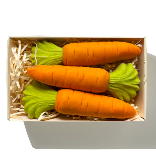 Three Caramel Filled Chocolate Carrots