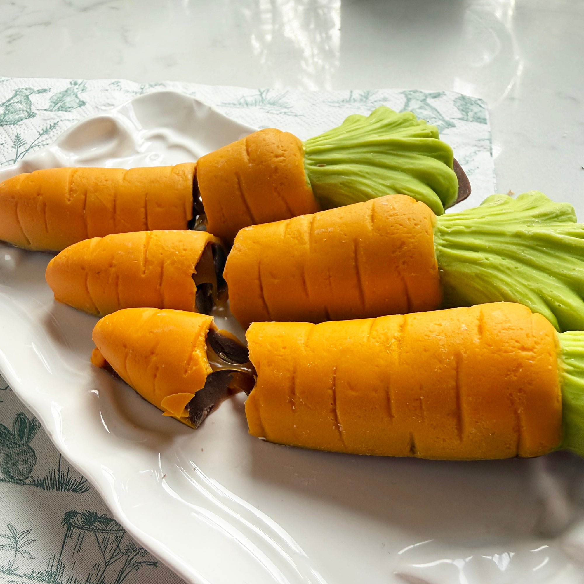 Three Caramel Filled Chocolate Carrots