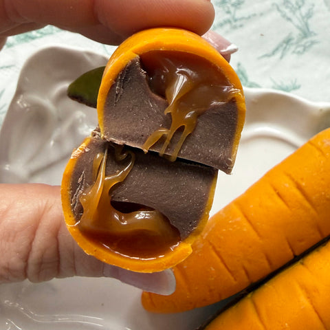 Three Caramel Filled Chocolate Carrots