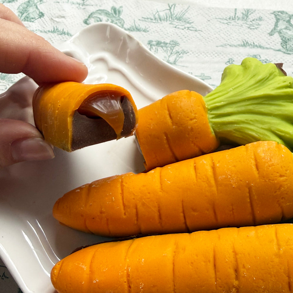 Three Caramel Filled Chocolate Carrots
