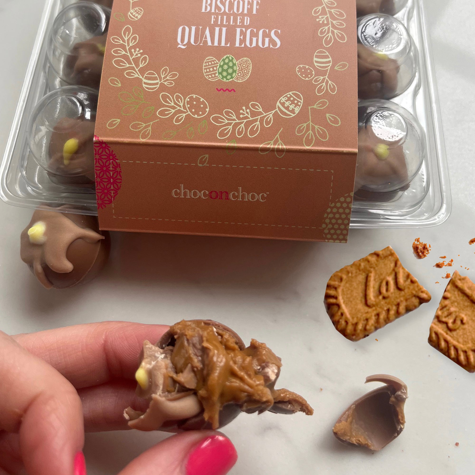 Chocolate Biscoff Drippy Quails Eggs