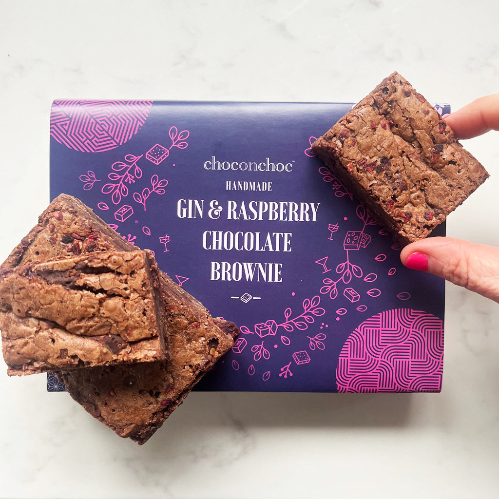 Gin and Raspberry Chocolate Brownie