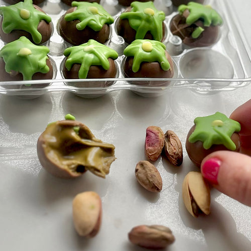 Pistachio Filled Drippy Quails Eggs