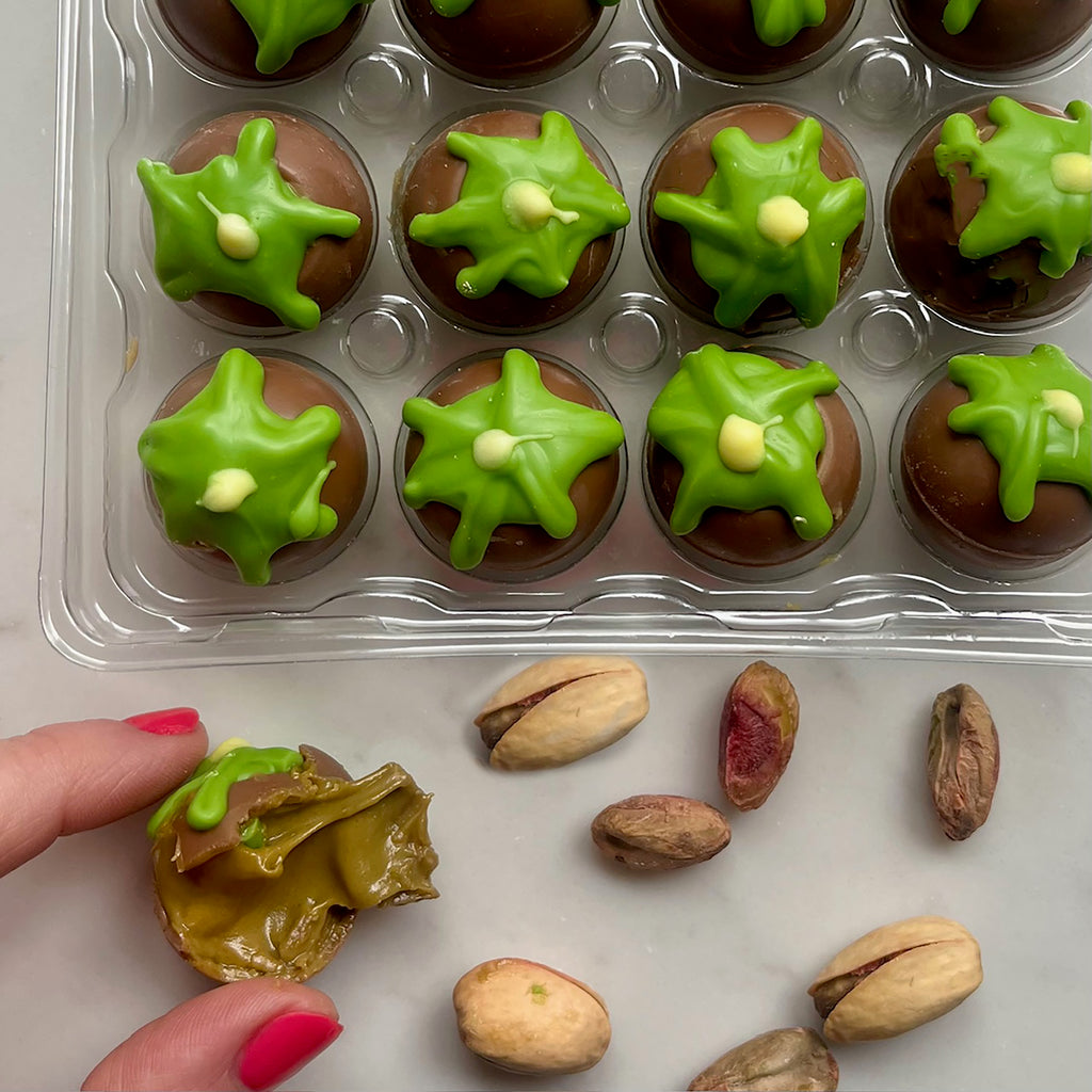 Pistachio Filled Drippy Quails Eggs