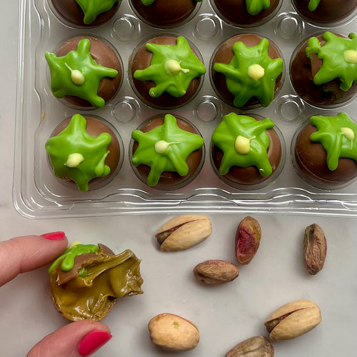 Pistachio Filled Drippy Quails Eggs
