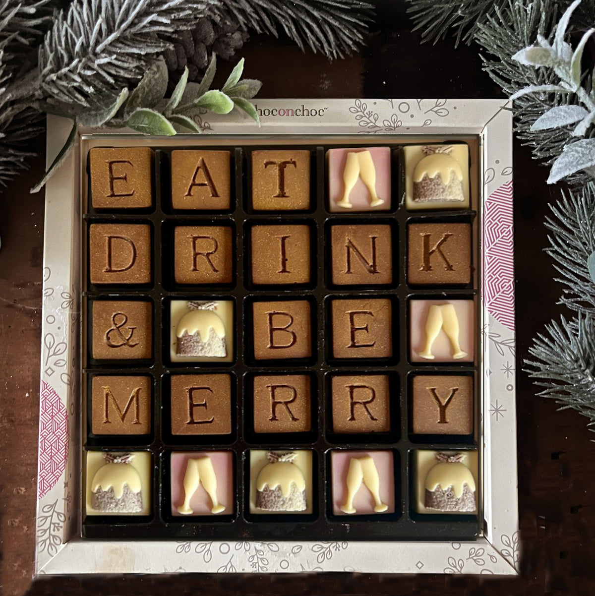 Eat, Drink & Be Merry Chocolate Message Box