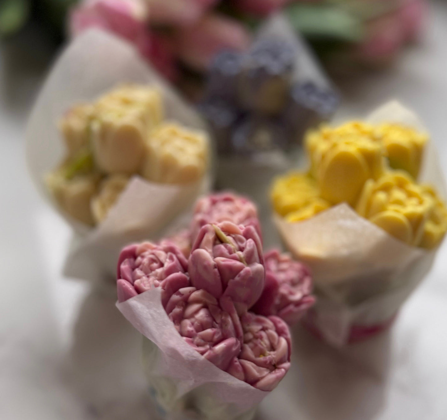 Four Bunches of Chocolate Tulips