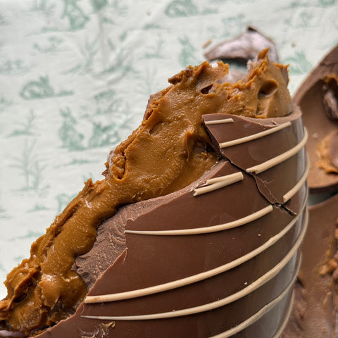 Giant Biscoff and Candyfloss Easter Egg Half