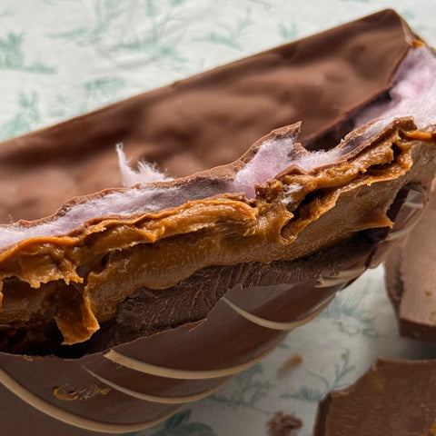 Giant Biscoff and Candyfloss Easter Egg Half