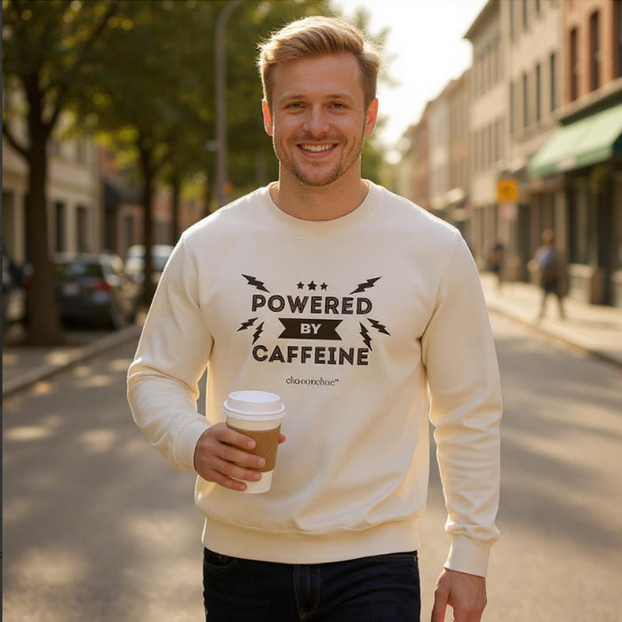 Powered by Caffeine sweatshirt Sand