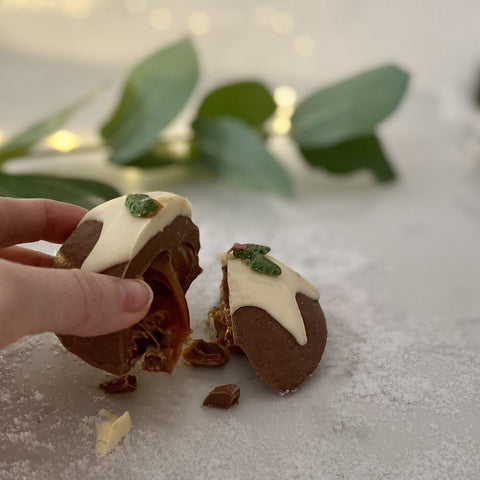Caramel Filled Chocolate Christmas Pudding