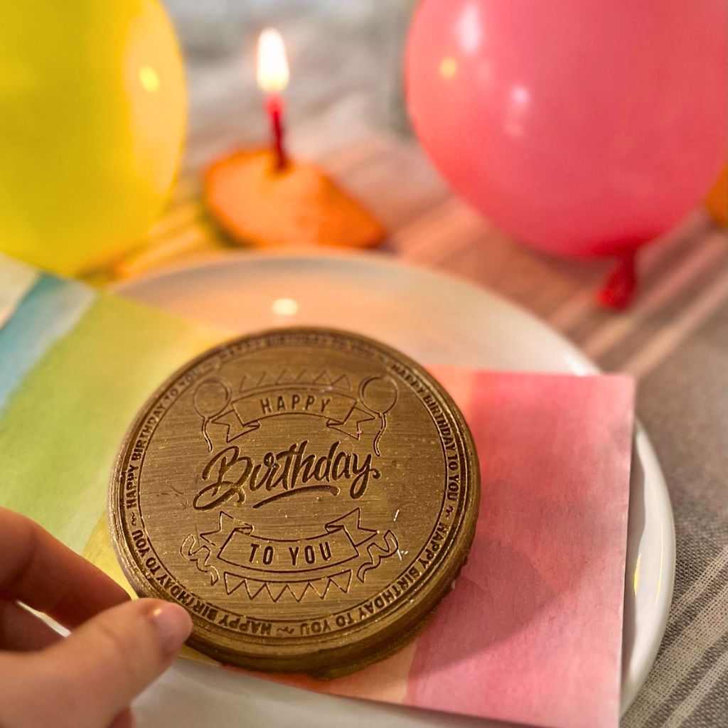 Chocolate Birthday Coin Card - Pink